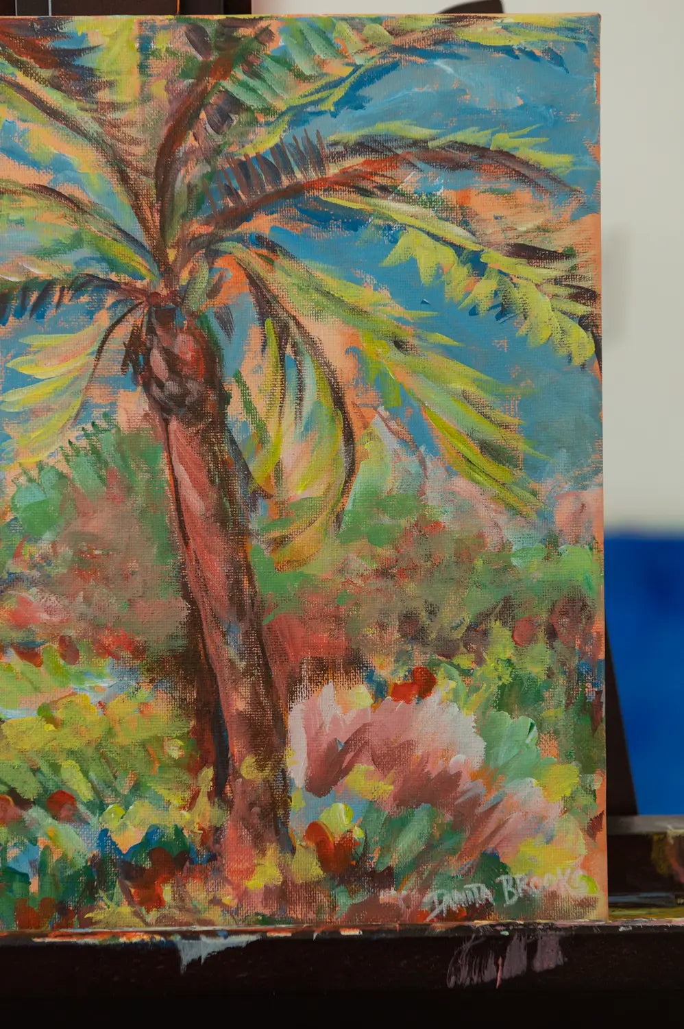 Artist signature on "Midday Blues" coastal sky painting