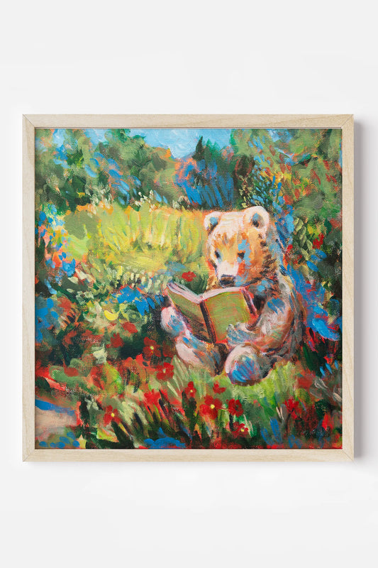 "The Little Reader" Square Art Print