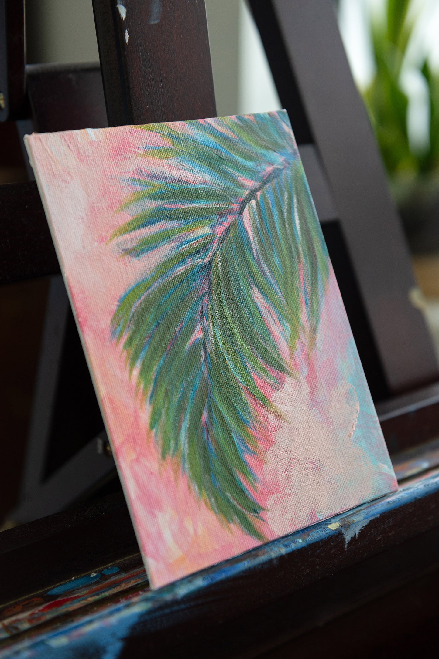 Palm Light – Original Mini Palm Painting 5x7