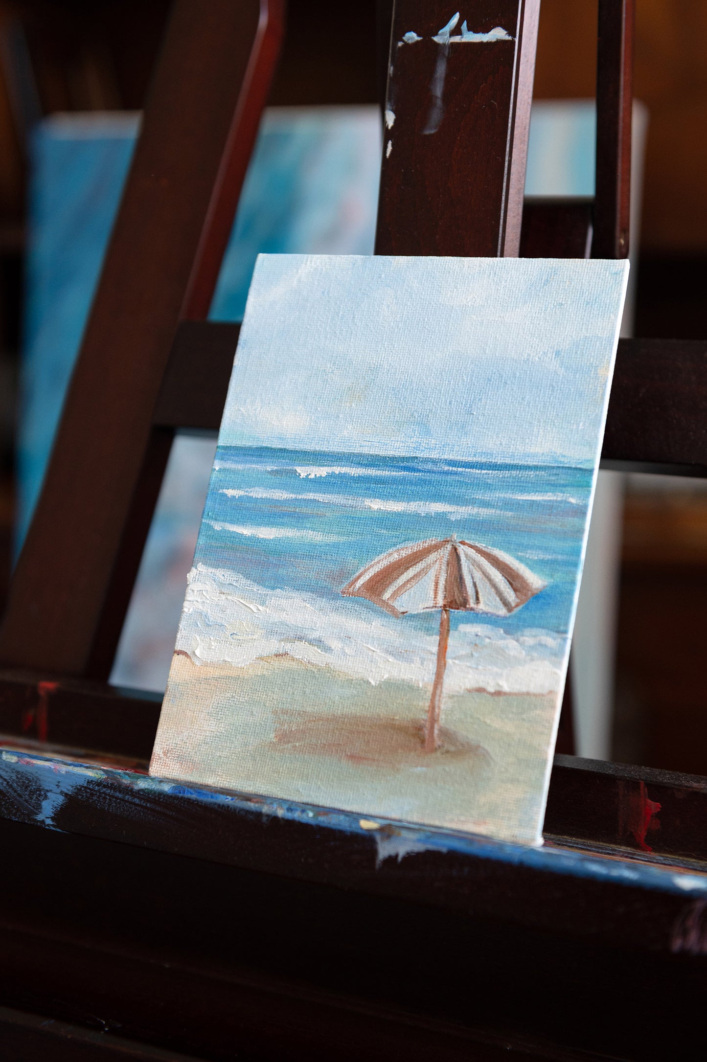 Waiting – Original Beach Mini Painting 5x7