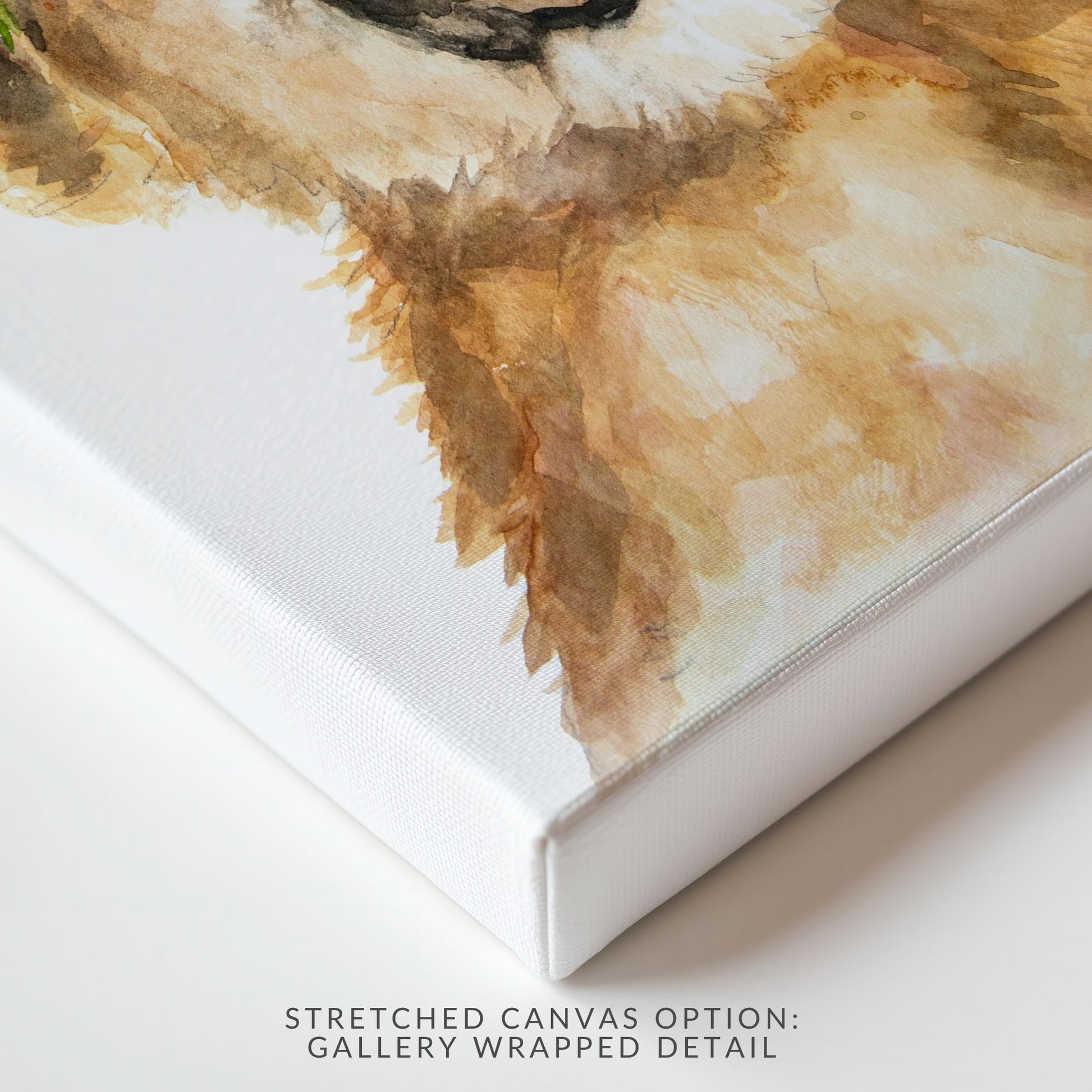 Close-up of stretched canvas option of lion cub flower crown art – sweet safari nursery animal print for baby girls