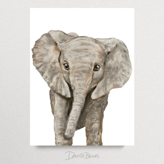 Elephant Painting Print - Pastel Animals Collection