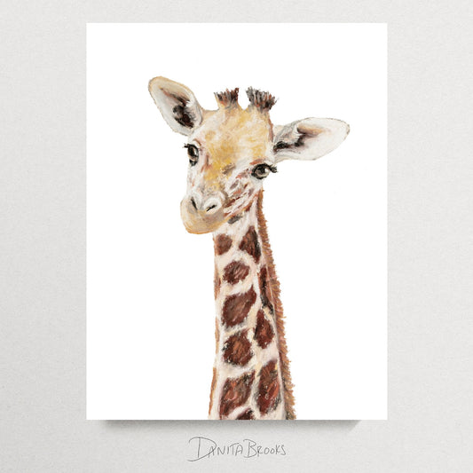 Giraffe Painting Print - Pastel Animals Collection