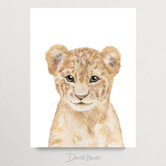 Lion Cub Painting Print - Pastel Animals Collection
