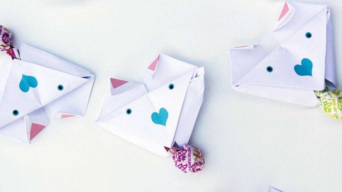 Origami Dog Valentines [ Easy Origami Kids Project ]