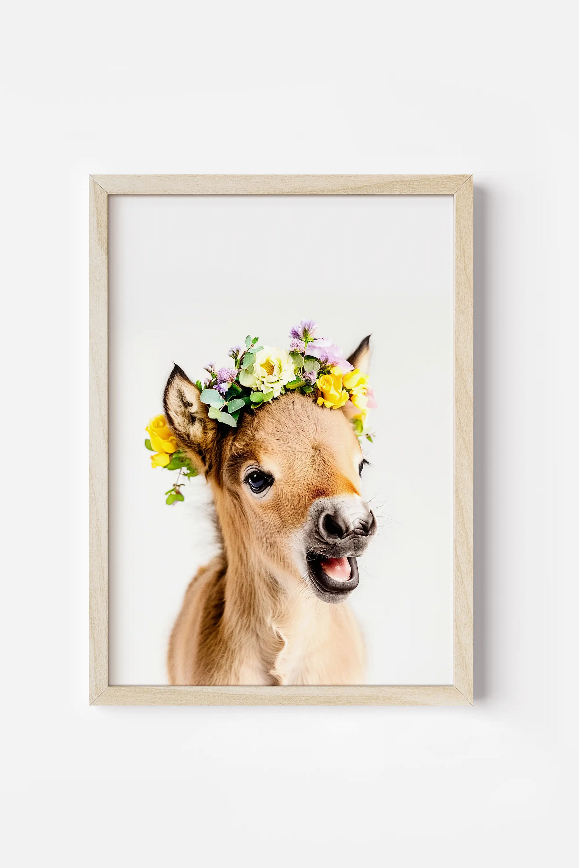 a small dog with a flower crown on its head