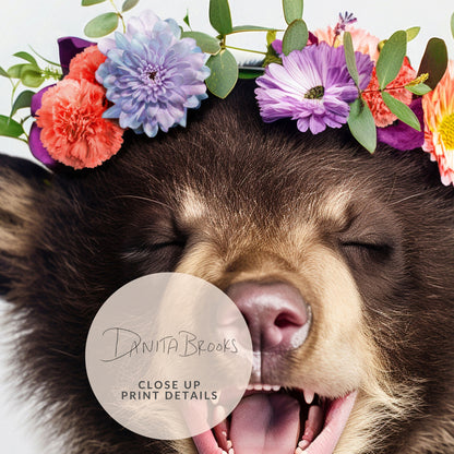 Woodland Bear Flower Crown Print