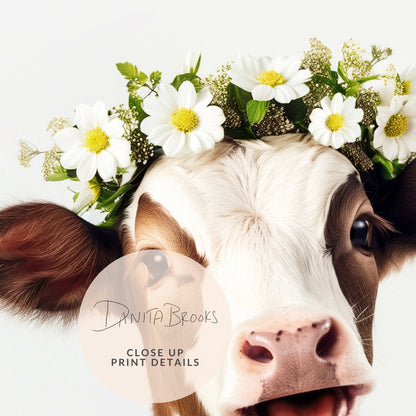 Cow Flower Crown Print