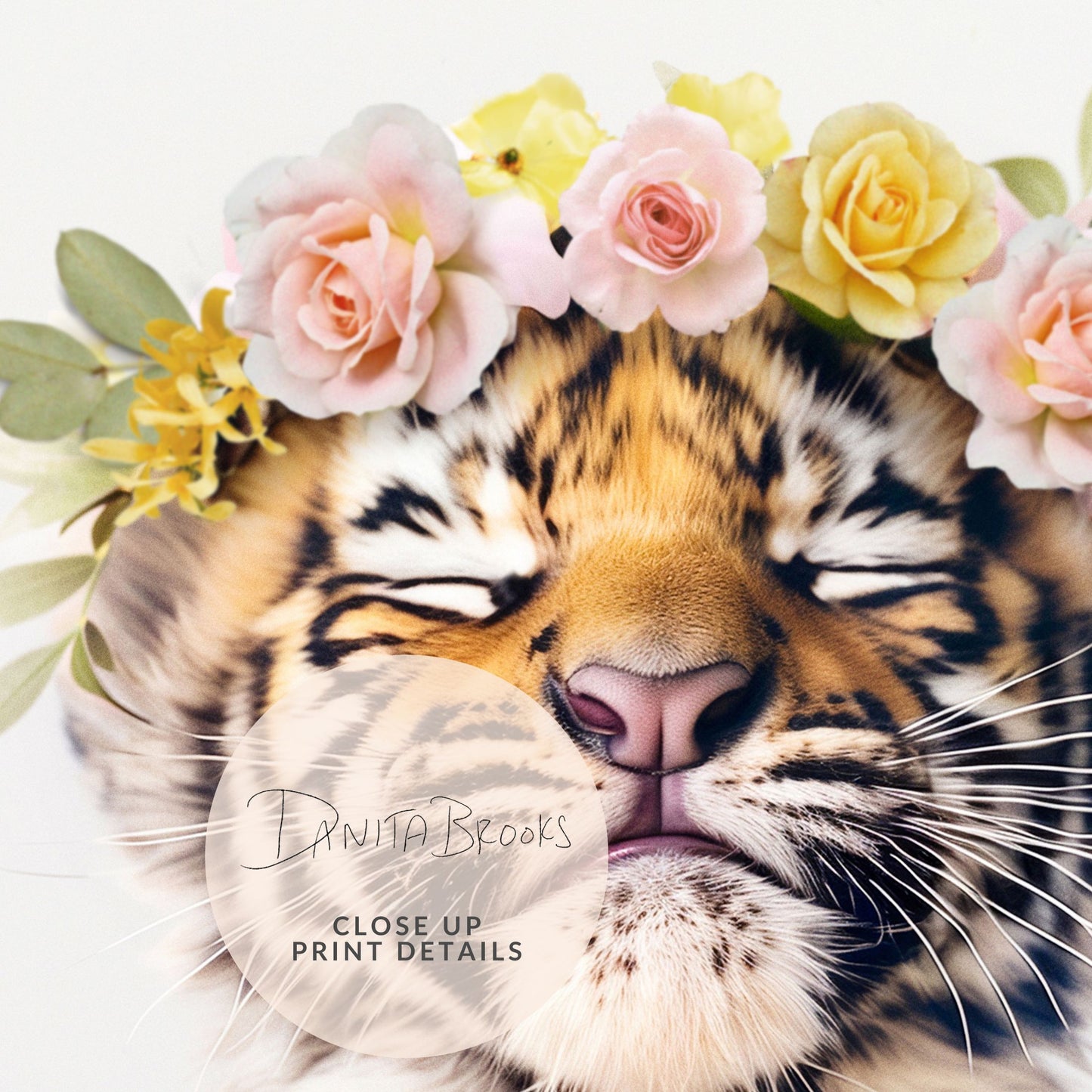 Tiger Flower Crown Print