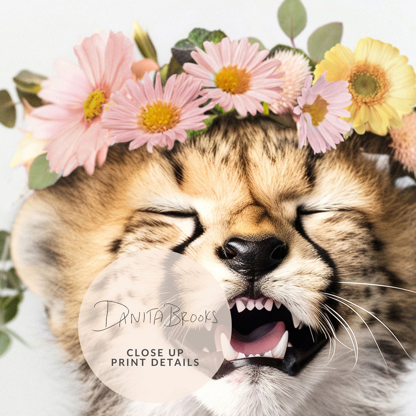 Cheetah Flower Crown Print