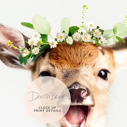 Deer Flower Crown Print