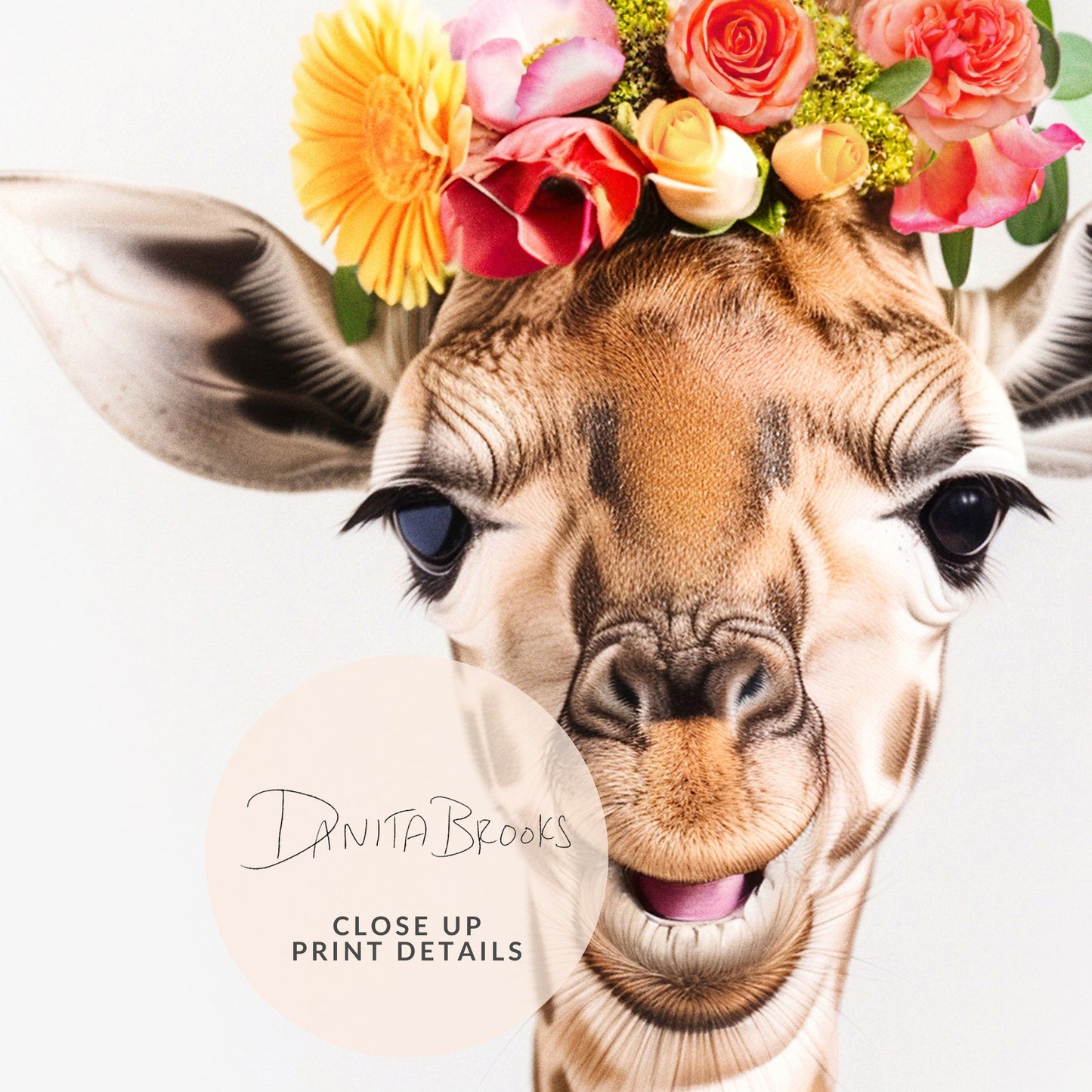 Giraffe Flower Crown Print