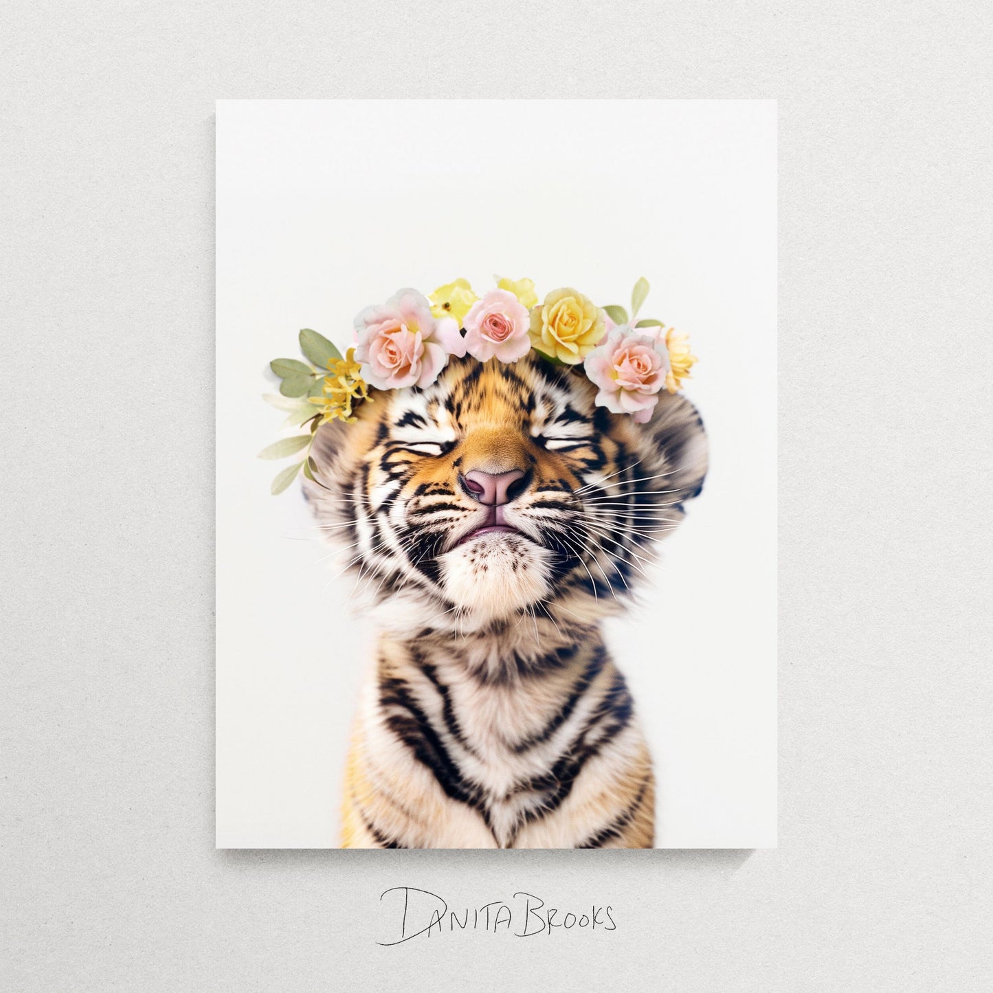 Tiger Flower Crown Print