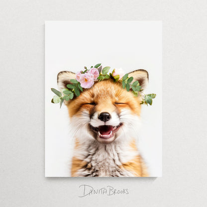 Fox Flower Crown Print