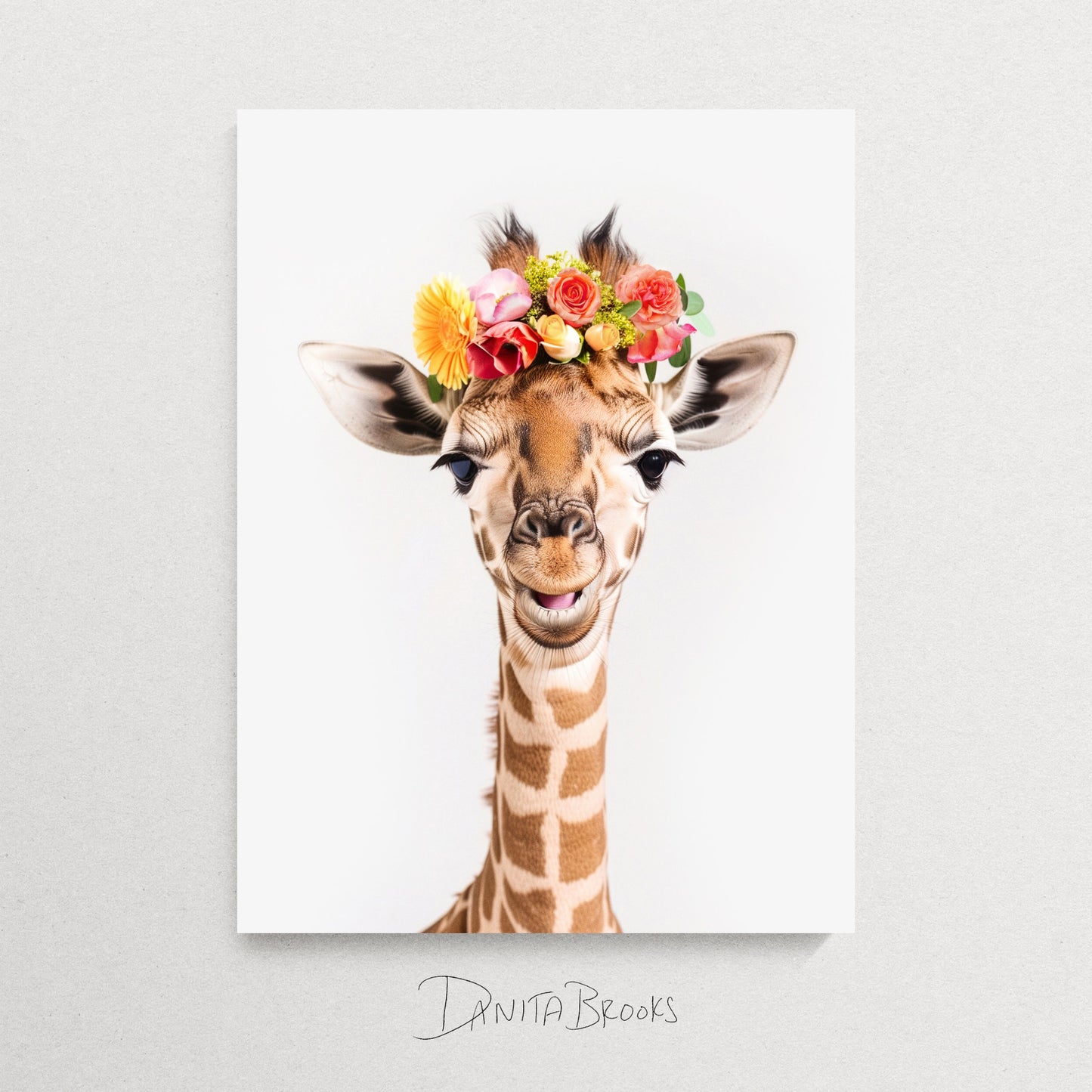 Giraffe Flower Crown Print