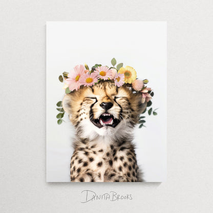 Cheetah Flower Crown Print