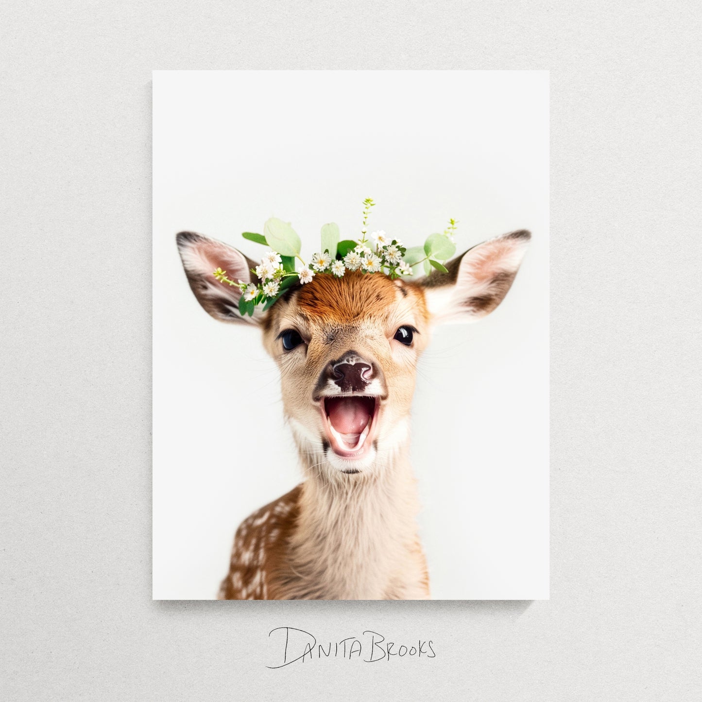 Deer Flower Crown Print