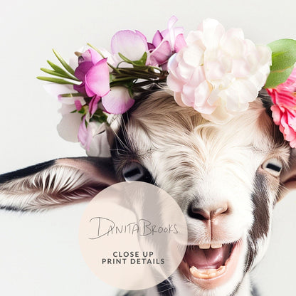 Baby Goat Flower Crown Print