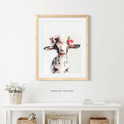 Baby Goat Flower Crown Print