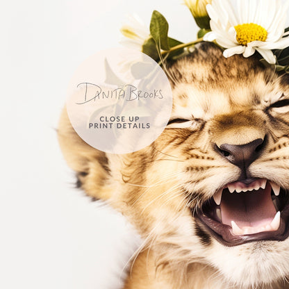 Lion Cub Flower Crown Print