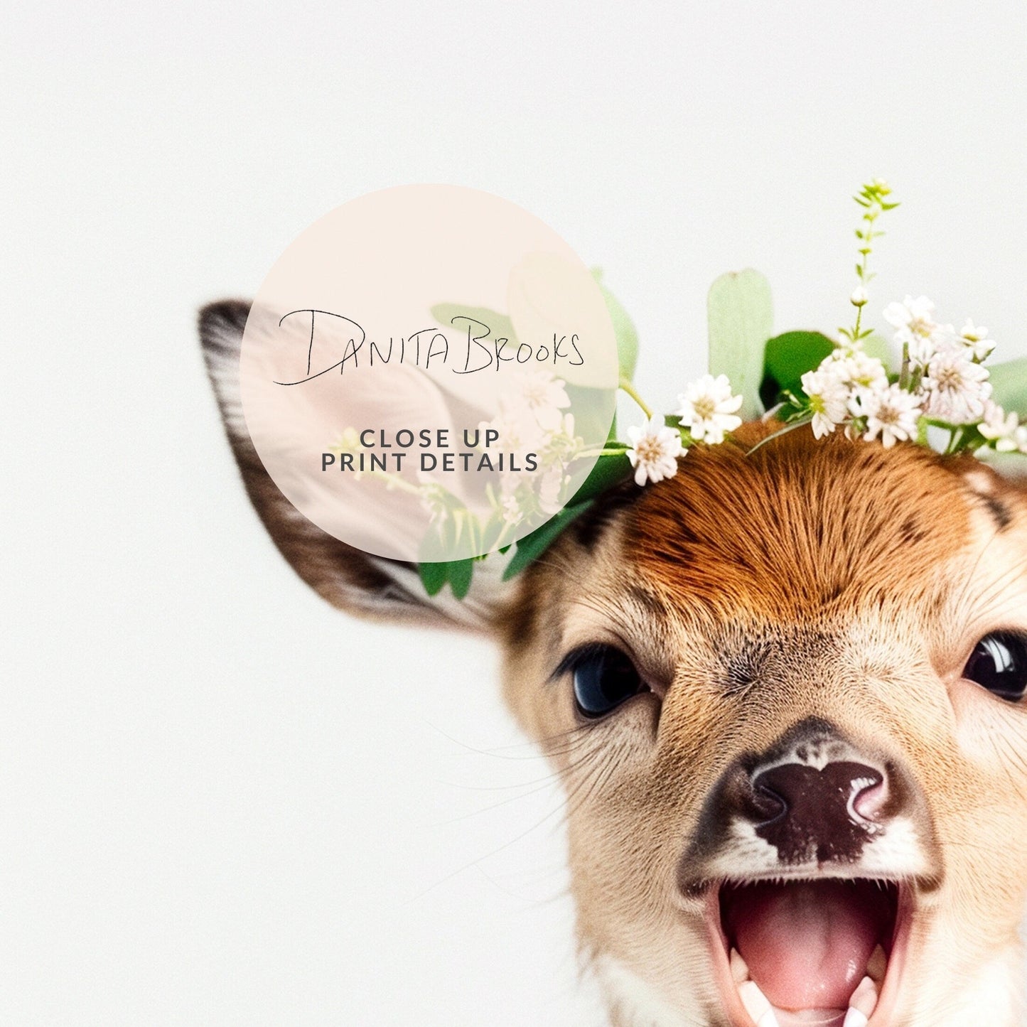 Deer Flower Crown Print