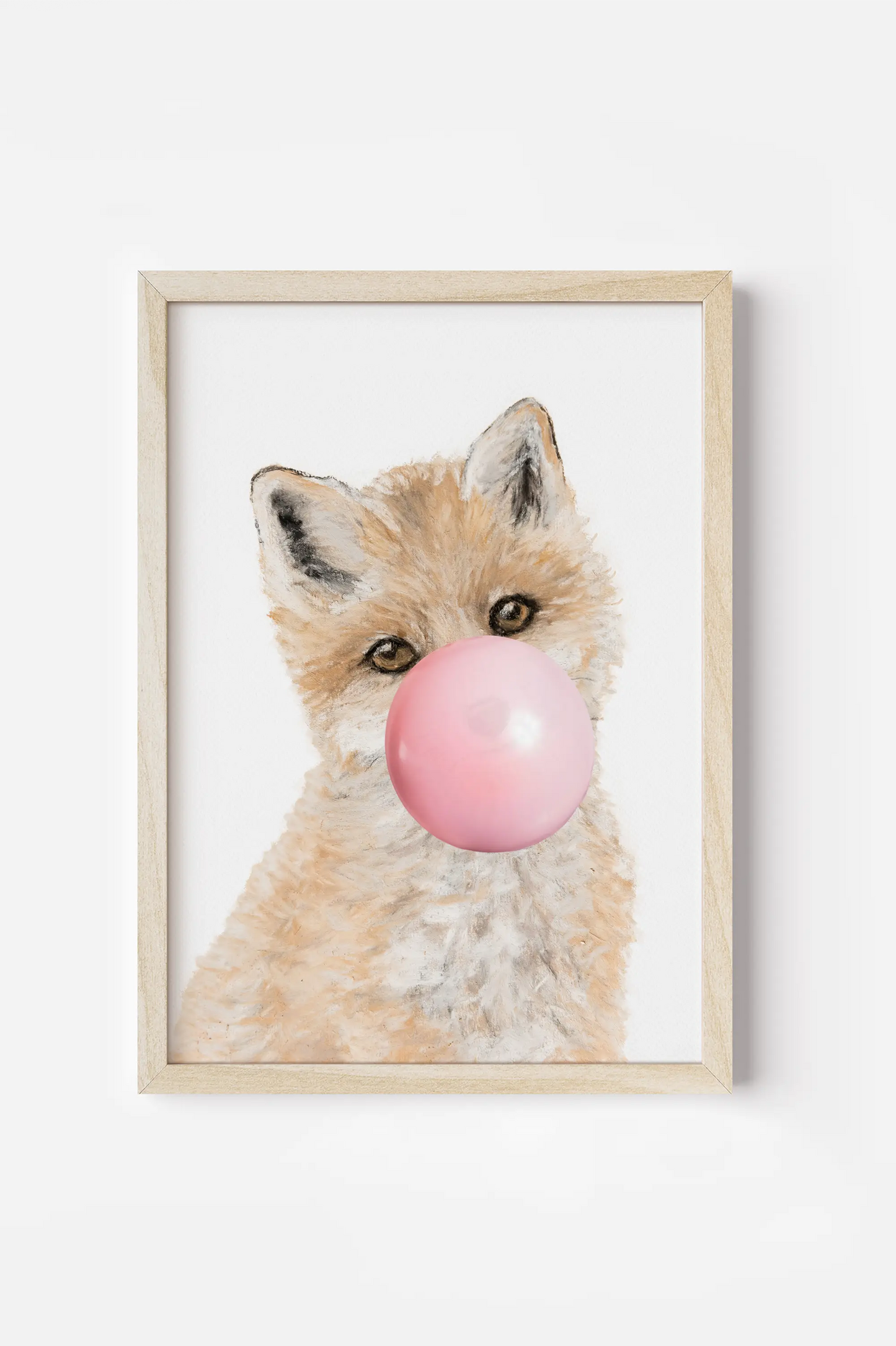 a picture of a fox with a bubble in its mouth