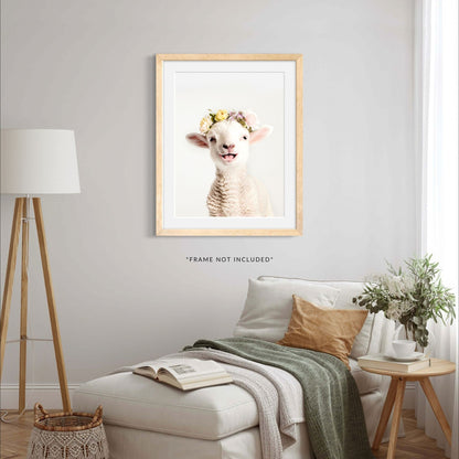 Lamb Portrait Flower Crown Print