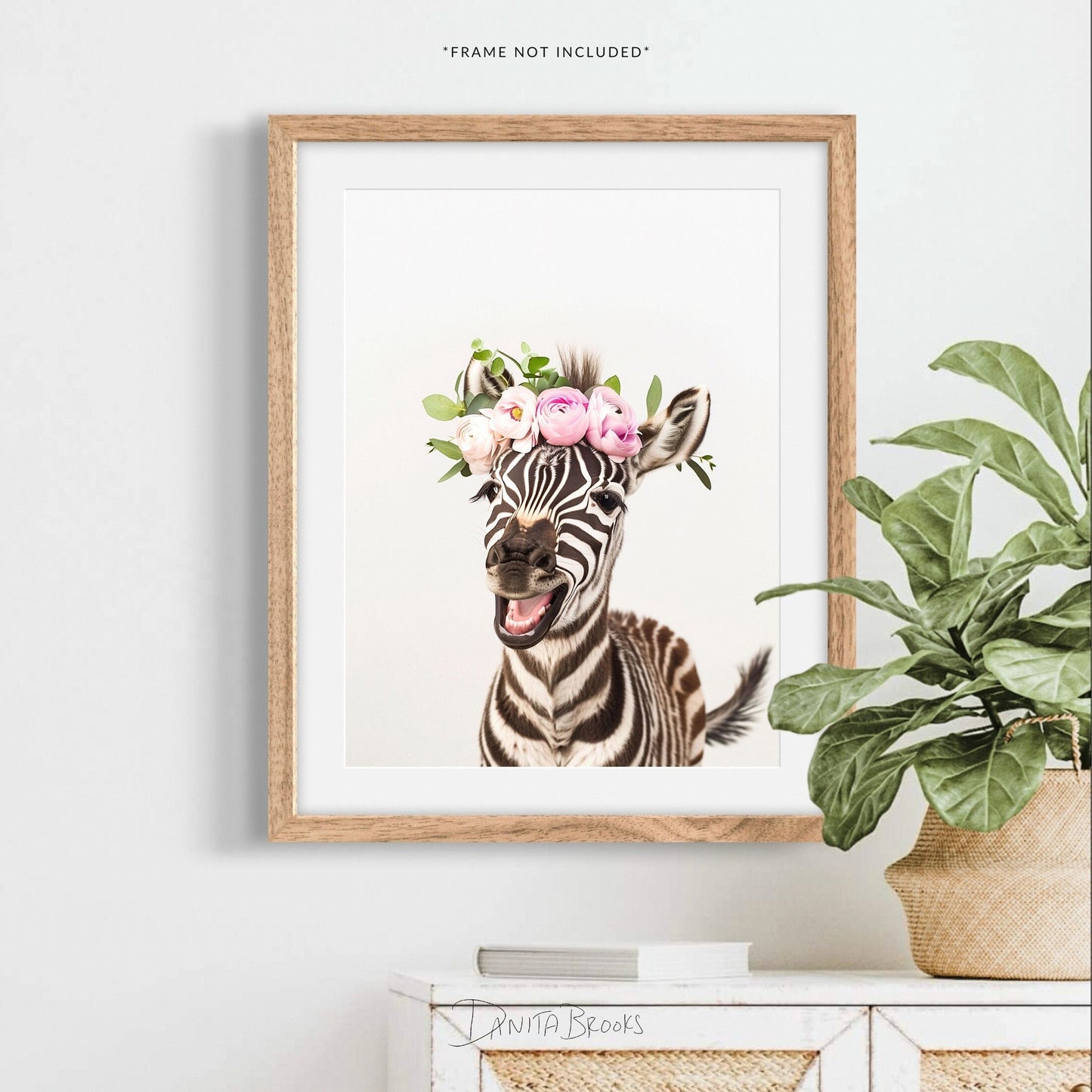 Zebra 3 Flower Crown Print