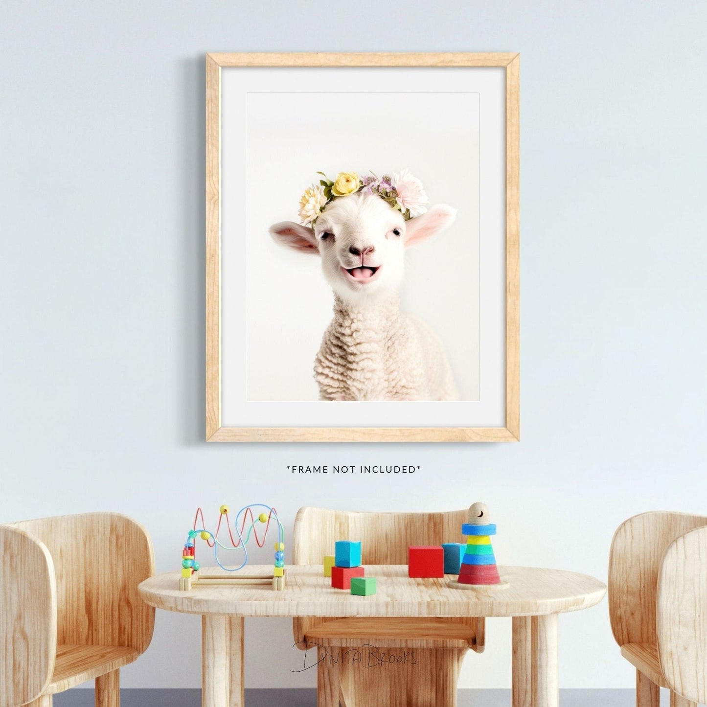 Lamb Portrait Flower Crown Print