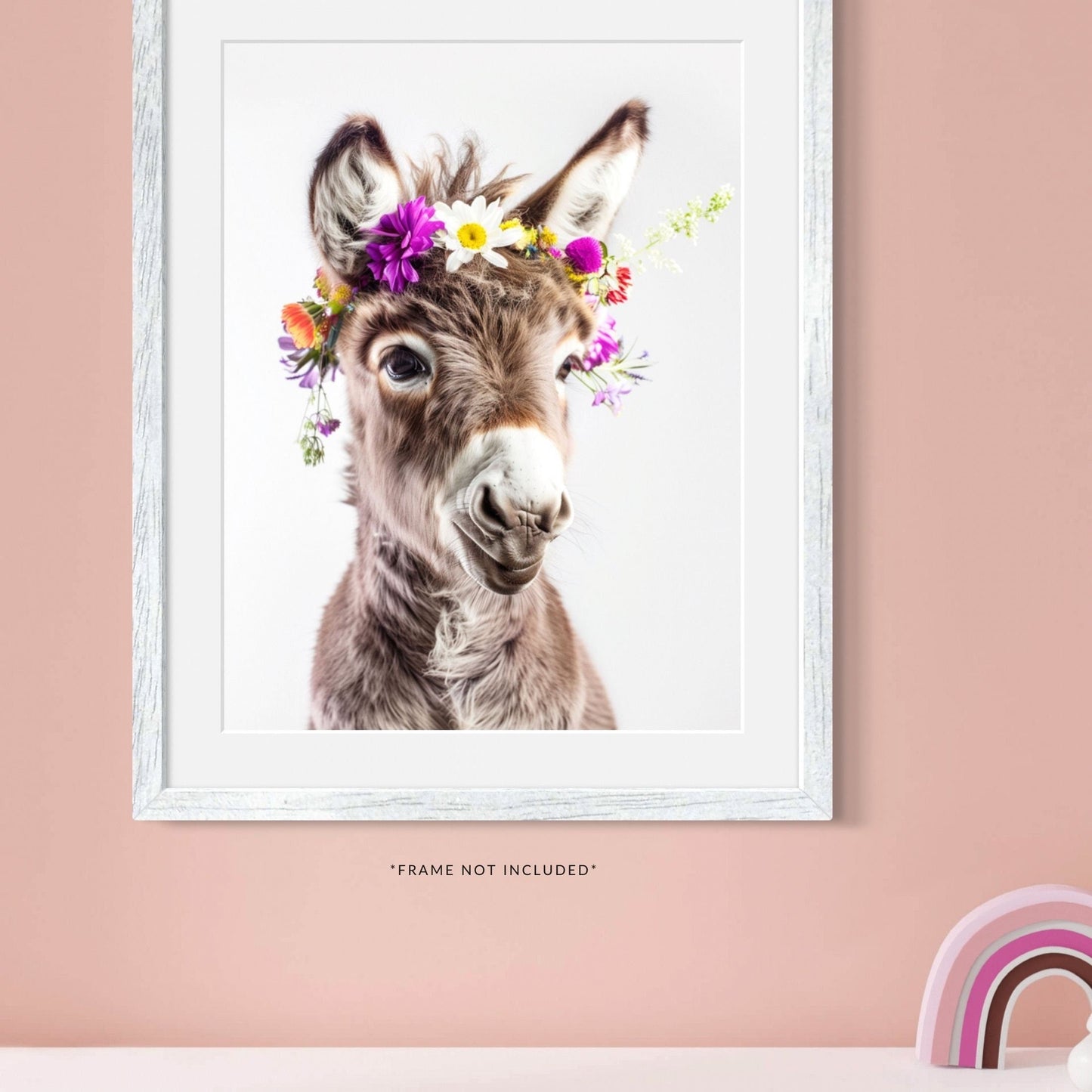 Flower Crown Baby Donkey Portrait