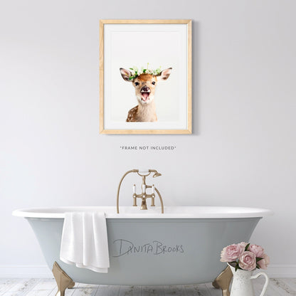 Deer Flower Crown Print