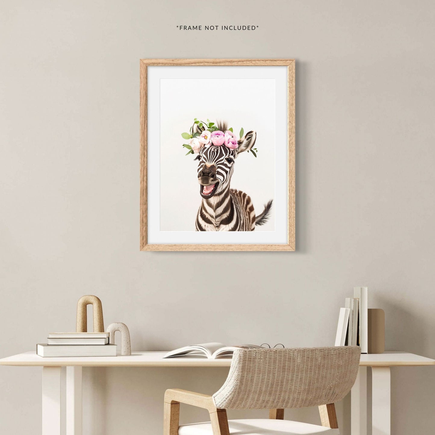 Zebra 3 Flower Crown Print