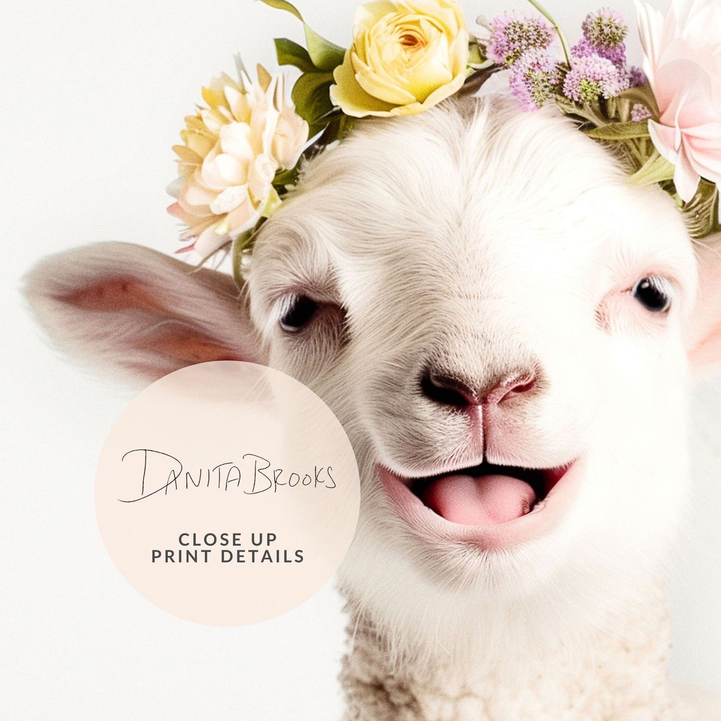 Lamb Portrait Flower Crown Print