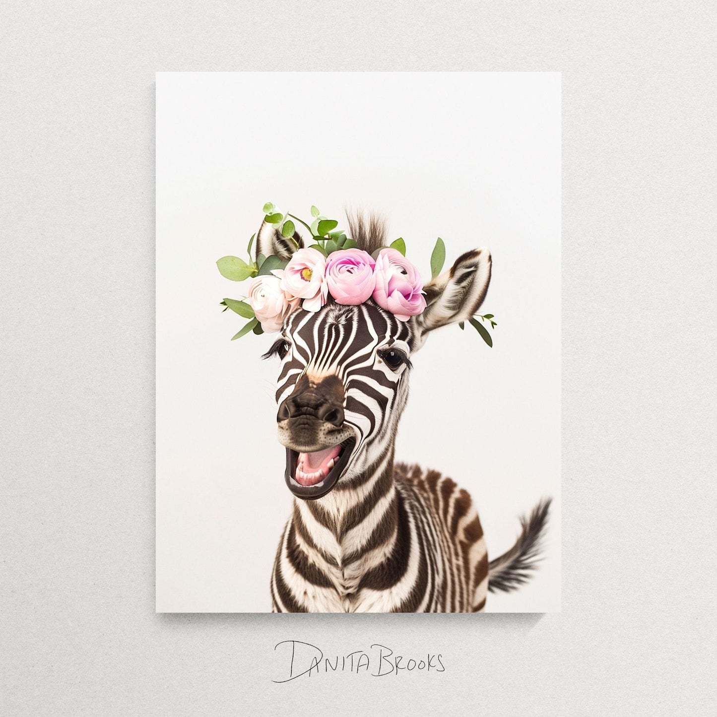 Zebra 3 Flower Crown Print