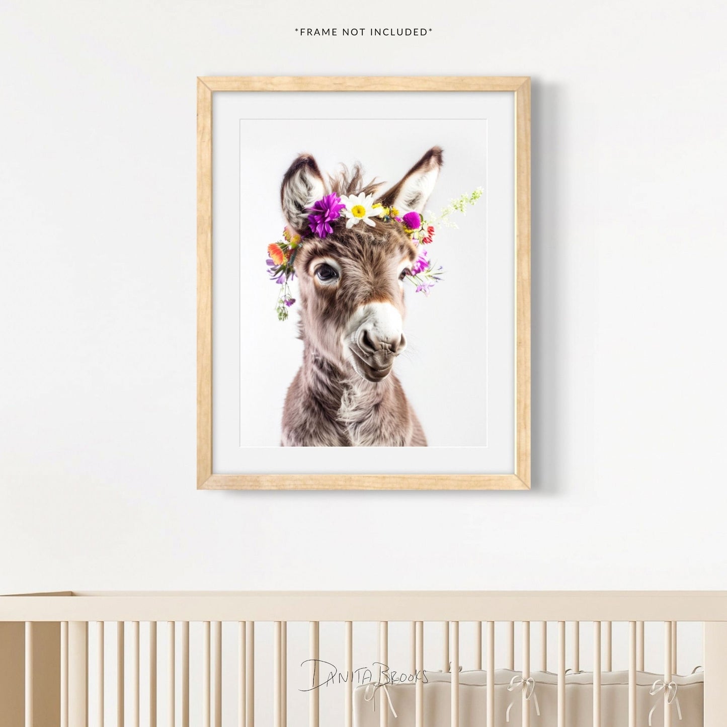 Flower Crown Baby Donkey Portrait