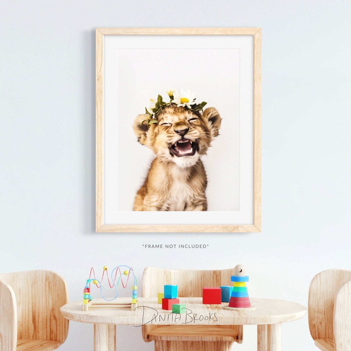 Lion Cub Flower Crown Print