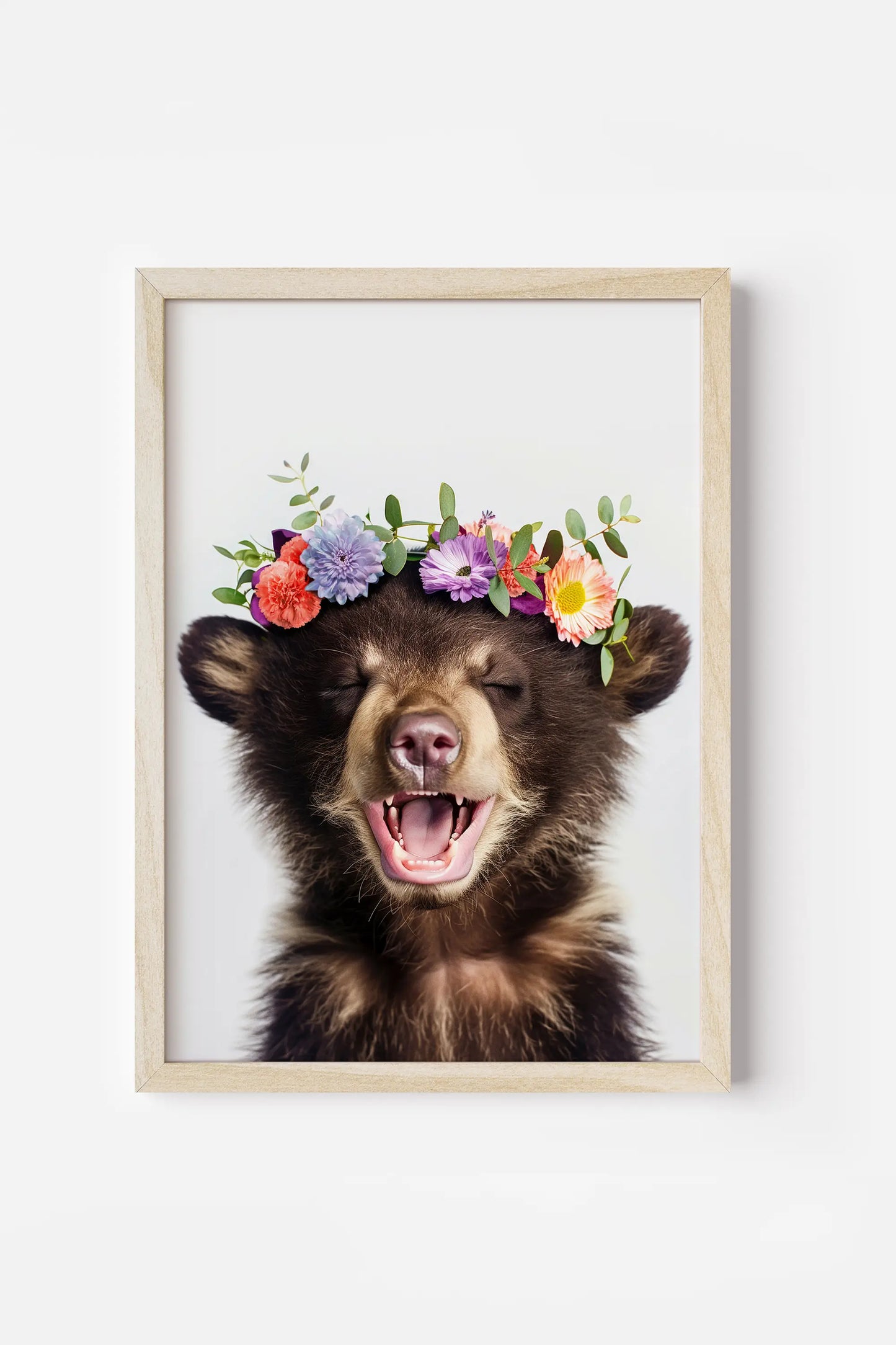 Woodland Bear Flower Crown Print