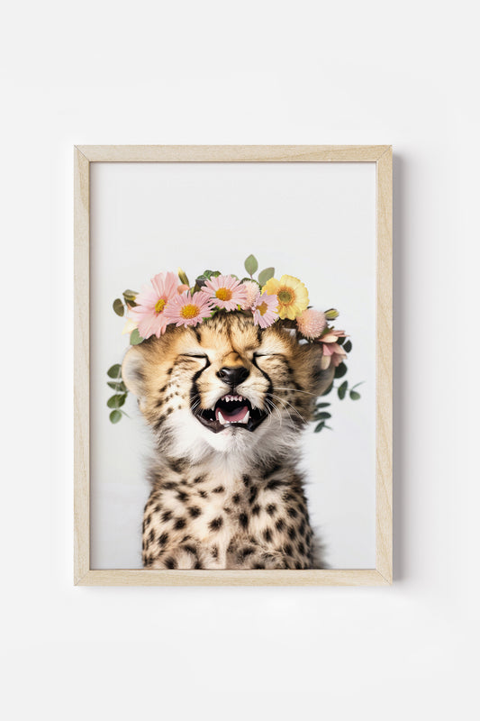 Cheetah Flower Crown Print