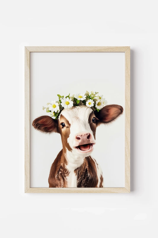 Cow Flower Crown Print