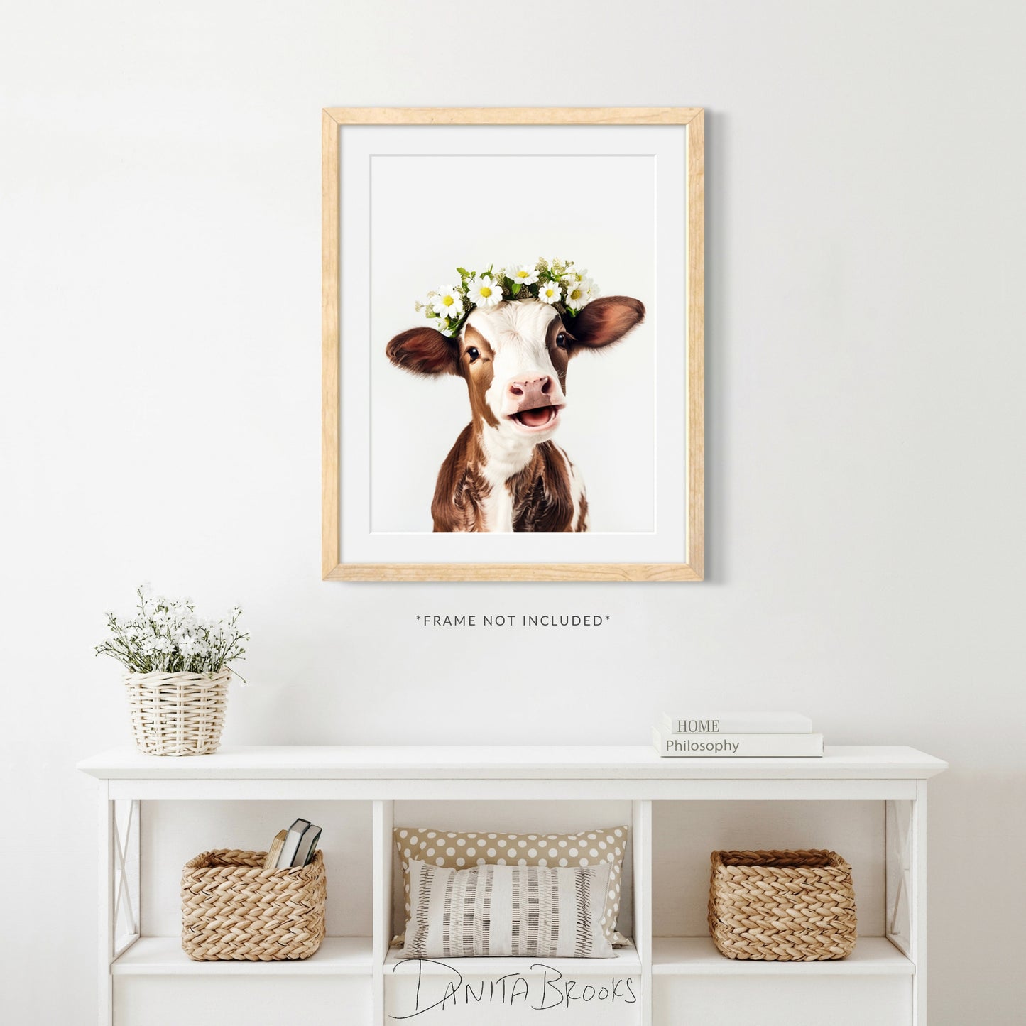 Cow Flower Crown Print