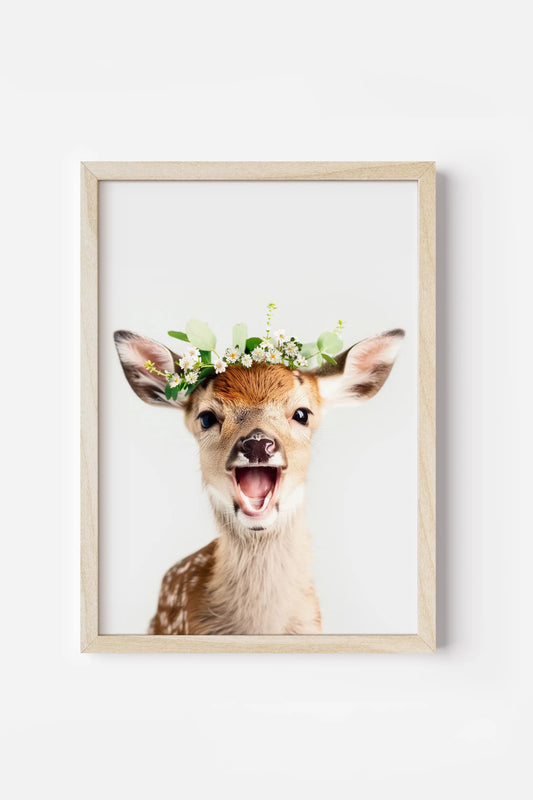 Deer Flower Crown Print