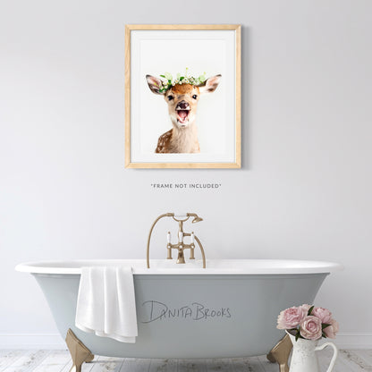 Deer Flower Crown Print