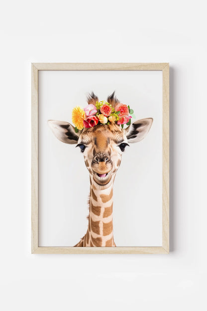 Giraffe Flower Crown Print