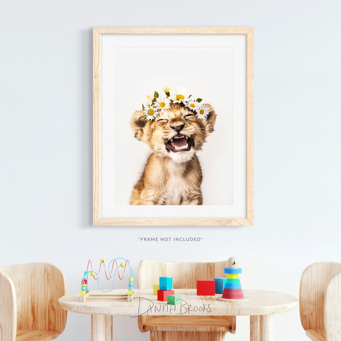 Lion Cub Flower Crown Print