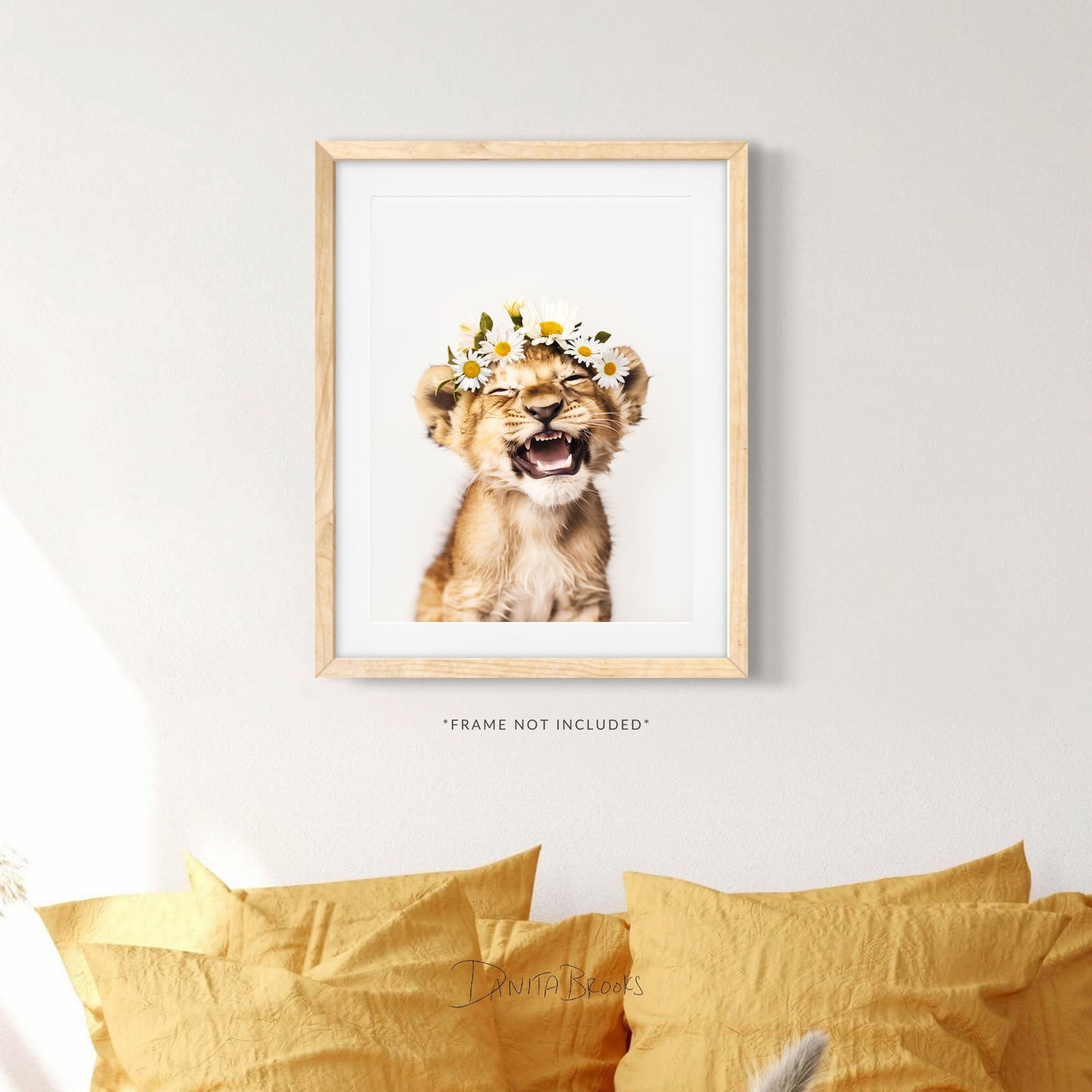 Lion Cub Flower Crown Print