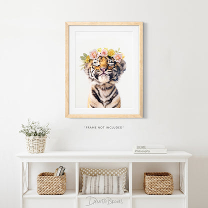 Tiger Flower Crown Print