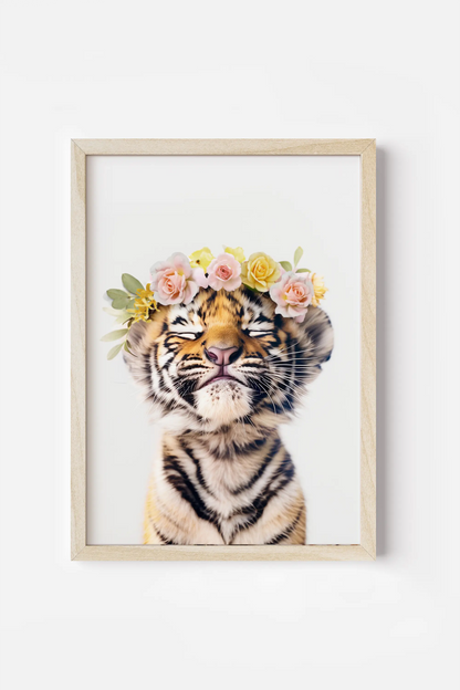 Tiger Flower Crown Print