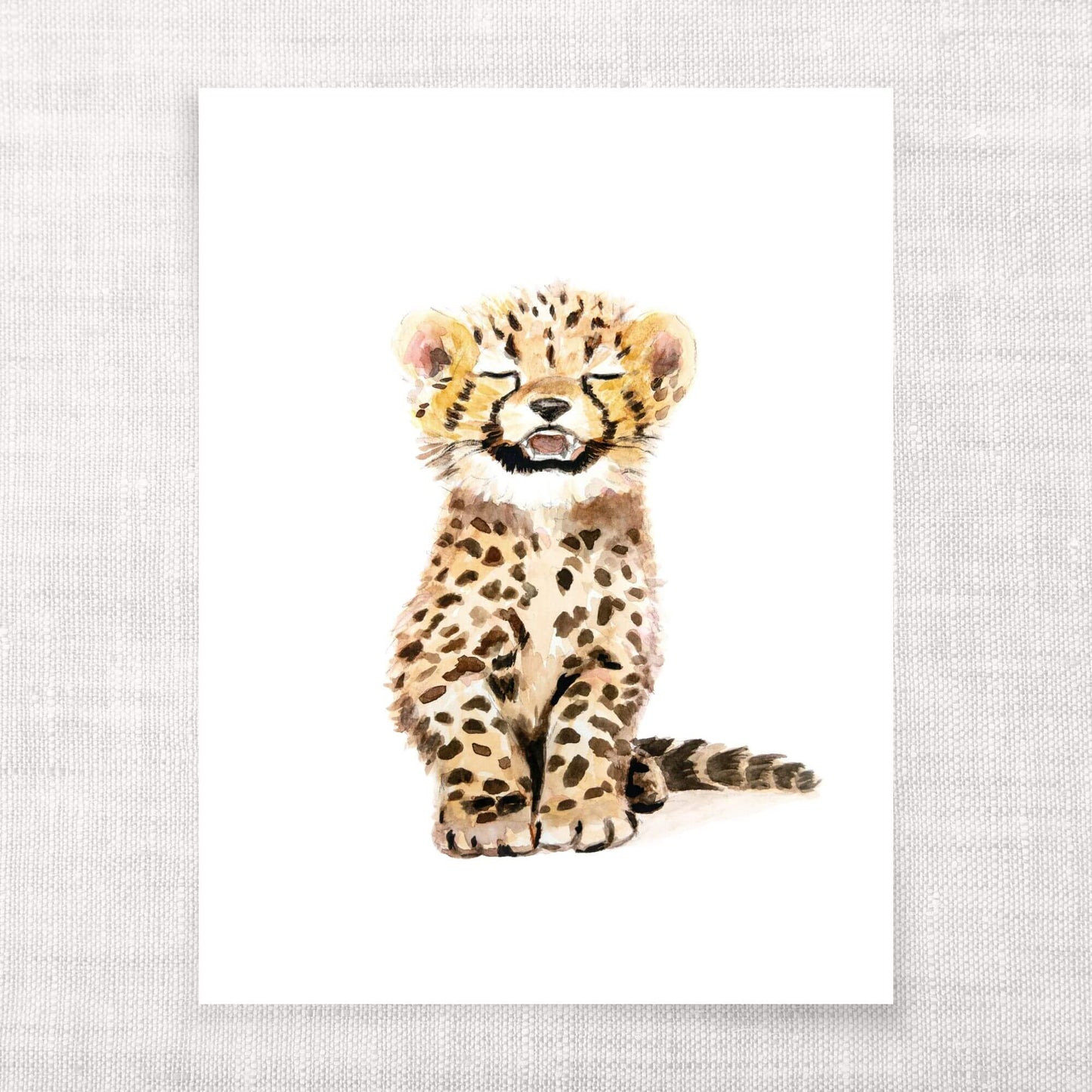 Illustration of a cheetah cub on a white background