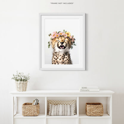 Cheetah Flower Crown Print