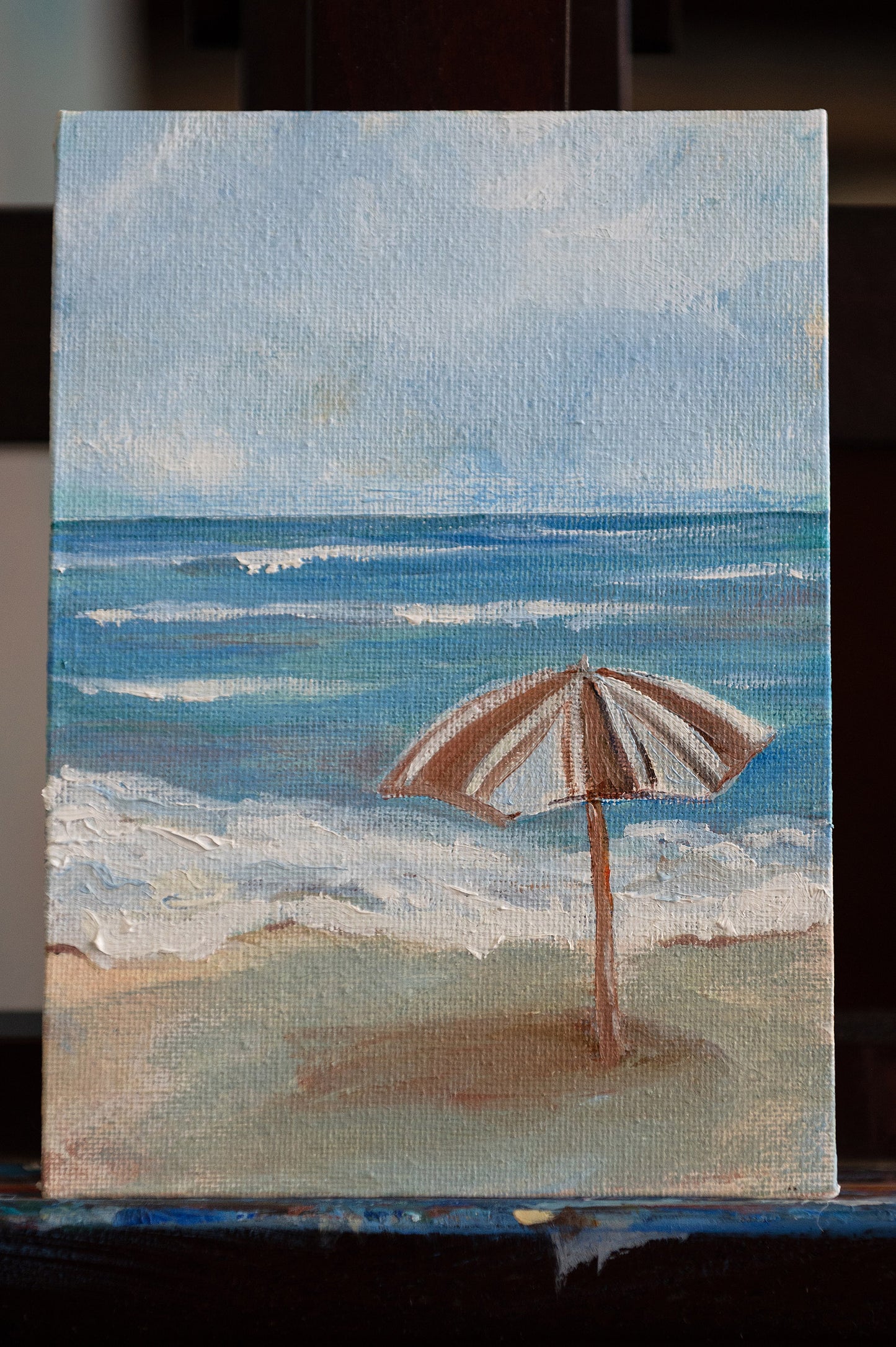 Waiting – Original Beach Mini Painting 5x7